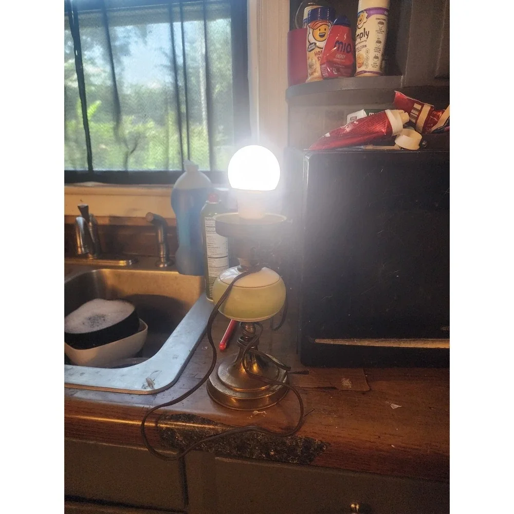 Vintage Set Of 2 Gone With The Wind Floral Boudoir Hurricane Lamps, Gold Base